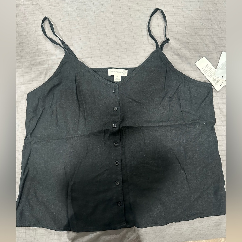 Nordstrom Treasure & Bond Black Camisole Top with Buttons Size xl
